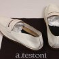 A. TESTONI SHOES $545 WHITE COLOR BAR VAMP HANDMADE LOAFER 7 40e NEW