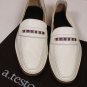 A. TESTONI SHOES $545 WHITE COLOR BAR VAMP HANDMADE LOAFER 7 40e NEW