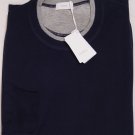 MALO SWEATER $980 NAVY 100%CASHMERE CASH-LIGHT ACCENTED CREW JUMPER MED 50e NEW