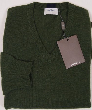 AVON CELLI SWEATER $950 HUNTER GREEN 100%CASHMERE V-NECK JUMPER XXL 56e NEW