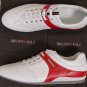 BRUNO MAGLI SHOES $445 WHITE/RED LOGO ORNAMENT HANDMADE DONNY TRAINER 8 41e NEW