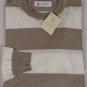 BRUNELLO CUCINELLI SWEATER $595 BROWN/ WHITE 100%COTTON CREWNECK JUMPER L 52 NEW