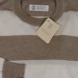 BRUNELLO CUCINELLI SWEATER $595 BROWN/ WHITE 100%COTTON CREWNECK JUMPER L 52 NEW
