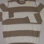 BRUNELLO CUCINELLI SWEATER $595 BROWN/ WHITE 100%COTTON CREWNECK JUMPER L 52 NEW