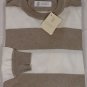 BRUNELLO CUCINELLI SWEATER $595 BROWN/ WHITE 100%COTTON CREWNECK JUMPER L 52 NEW