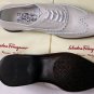 SALVATORE FERRAGAMO SHOES $595 WHITE LOGO EMBOSS WINGTIP OXFORDS 6EEE 39e NEW