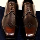PRADA SHOES $990 DARK BROWN TOE EMBROIDER STITCH ORNAMENTED DERBY 9.5 42.5 NEW