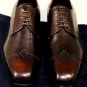 PRADA SHOES $990 DARK BROWN TOE EMBROIDER STITCH ORNAMENTED DERBY 9.5 42.5 NEW