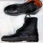 SANTONI SHOES $695 BLACK GRAINED LEATHER WINGTIP LUG SOLE LACED BOOTS 7 40e NEW