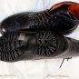 SANTONI SHOES $695 BLACK GRAINED LEATHER WINGTIP LUG SOLE LACED BOOTS 7 40e NEW