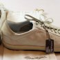 SANTONI SHOES $395 WHITE CALFSKIN LOGO EMBOSSED LOW PROFILE TRAINER 12 45e NEW