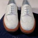 PRADA SHOES $850 IVORY CALF TOE ORNAMENT WINGTIP TRIPLE SOLE BROGUE 10 43e NEW
