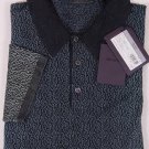 PRADA POLO $865 BLACK/BLUE FADE DESIGN 3-BTN 100%WOOL COUTURE POLO XXL 56e NEW
