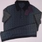 PRADA POLO $865 BLACK/BLUE FADE DESIGN 3-BTN 100%WOOL COUTURE POLO XXL 56e NEW
