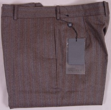 ALEXANDER McQUEEN PANTS $690 BROWN WOOL/CASHMERE COUTURE DRESS SLACKS 38 54e NEW