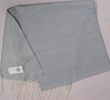 ZEGNA SCARF $295 LIGHT BLUE/AQUA CHEVRON STRIPE 100-WOOL FRAYED WINTER SCARF NEW