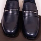 GUCCI SHOES $695 DARK BLUE LOGO LINK ORNAMENTED VAMP LOAFER 10.5 43.5e NEW