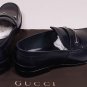 GUCCI SHOES $695 DARK BLUE LOGO LINK ORNAMENTED VAMP LOAFER 10.5 43.5e NEW