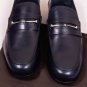 GUCCI SHOES $695 DARK BLUE LOGO LINK ORNAMENTED VAMP LOAFER 10.5 43.5e NEW