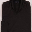 COSTUME NATIONAL SWEATER $650 BROWN 100%WOOL SHAWL COLLAR LOGO JUMPER L 52e NEW