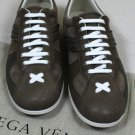 BOTTEGA VENETA SHOES $695 PEWTER CALFSKIN INTRECCIATO STRIPED TRAINERS 13 46 NEW