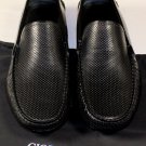 GIORGIO ARMANI SHOES $525 BLACK PINHOLE PERFORATED LOGO HEEL DRIVERS 10 43e NEW