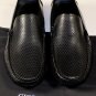 GIORGIO ARMANI SHOES $525 BLACK PINHOLE PERFORATED LOGO HEEL DRIVERS 10 43e NEW