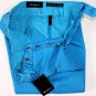 KITON PANTS $795 AQUA BLUE LOGO EMBROIDERED HANDMADE CONTRAST CHINO 35 50e NEW
