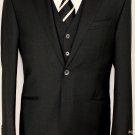 CORNELIANI SUIT $2495 BLACK WOOL/MOHAIR 2-BTN VESTED ACTUEL 3PC SUIT 40R 50e NEW