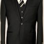 CORNELIANI SUIT $2495 BLACK WOOL/MOHAIR 2-BTN VESTED ACTUEL 3PC SUIT 40R 50e NEW