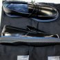 ZZEGNA SHOES $620 BLACK PENNY VAMP NAVY/GRAY BANDED LIFT SOLE LOAFERS 10 43e NEW