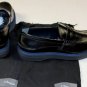 ZZEGNA SHOES $620 BLACK PENNY VAMP NAVY/GRAY BANDED LIFT SOLE LOAFERS 10 43e NEW