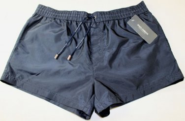 DOLCE & GABBANA SWIMSUIT $345 NAVY LOGO CREST BEACHWEAR SWIMSHORTS L 52e NEW