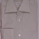 KITON DRESS SHIRT $785 BROWN MICRO-STRIPE FC KITON HANDMADE SHIRT 15/33 38e NEW