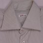 KITON DRESS SHIRT $785 BROWN MICRO-STRIPE FC KITON HANDMADE SHIRT 15/33 38e NEW