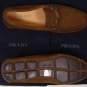 PRADA SHOES $595 BROWN SUEDE LOGO BIT ORNAMENTED VAMP DRIVERS 8D 41e NEW