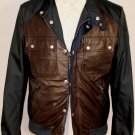 GUCCI JACKET $2650 BLUE/BROWN NYLON/LEATHER CONTRAST MOTO JACKET MED 40 50 NEW