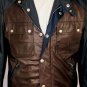 GUCCI JACKET $2650 BLUE/BROWN NYLON/LEATHER CONTRAST MOTO JACKET MED 40 50 NEW