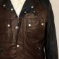 GUCCI JACKET $2650 BLUE/BROWN NYLON/LEATHER CONTRAST MOTO JACKET MED 40 50 NEW