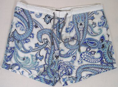 ETRO SWIM TRUNKS $350 LIGHT BLUE LOGO PAISLEY BEACHWEAR SWIM SHORTS MED 50e NEW