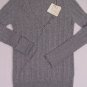 BRUNELLO CUCINELLI SWEATER GRAY 100%CASHMERE CABLE KNIT 5-BTN V-NECK LARGE 8 NEW