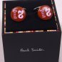 PAUL SMITH CUFF LINKS $180 BROWN/PINK CERAMIC CANDY STRIPED  21 LOGO LINKS NEW