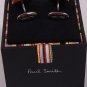 PAUL SMITH CUFF LINKS $180 BROWN/PINK CERAMIC CANDY STRIPED  21 LOGO LINKS NEW