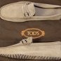 TOD'S SHOES $545 TAUPE SUEDE LOGO ORNAMENTED VAMP PEBBLE SOLE DRIVER 10 43e NEW