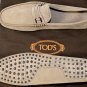 TOD'S SHOES $545 TAUPE SUEDE LOGO ORNAMENTED VAMP PEBBLE SOLE DRIVER 10 43e NEW