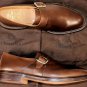 CHURCH'S SHOES $890 CHESTNUT BENCH MADE NEVADA CALF BUCKLED MONKSTRAP 11 44 NEW