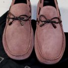 ZEGNA SHOES $545 CLAY SUEDE LEATHER LOGO ROPE TIED VAMP DRIVER 8.5EEE 41.5e NEW