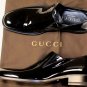 GUCCI SHOES $645 BLACK PATENT SIDE NOTCH GORED VENICE FORMAL LOAFER 8 41e NEW