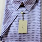 BRIONI POLO $395 SILVER/PURPLE 3-BTN MERCERIZED COTTON POLO GOLF SHIRT M 50e NEW