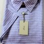 BRIONI POLO $395 SILVER/PURPLE 3-BTN MERCERIZED COTTON POLO GOLF SHIRT M 50e NEW